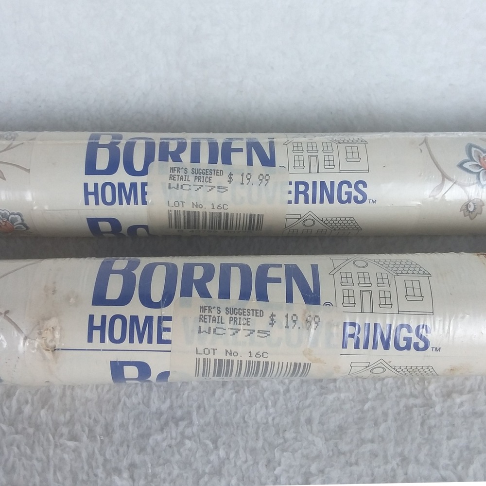Borden Home Wallpaper Double Roll Bolt Vinyl Coated Floral Pattern WC775 Vintage